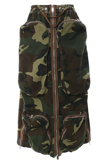 SUPER WHOLESALE | Camouflage Zipper Pocket Side-Slit Midi Skirt