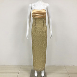SUPER WHOLESALE | Sequin Beaded Sleeveless Strapless Evening Gown