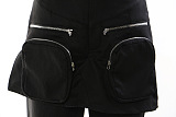 SUPER WHOLESALE | Zipper Pocket Faux Two-Piece Skirt Pants Flare Trousers