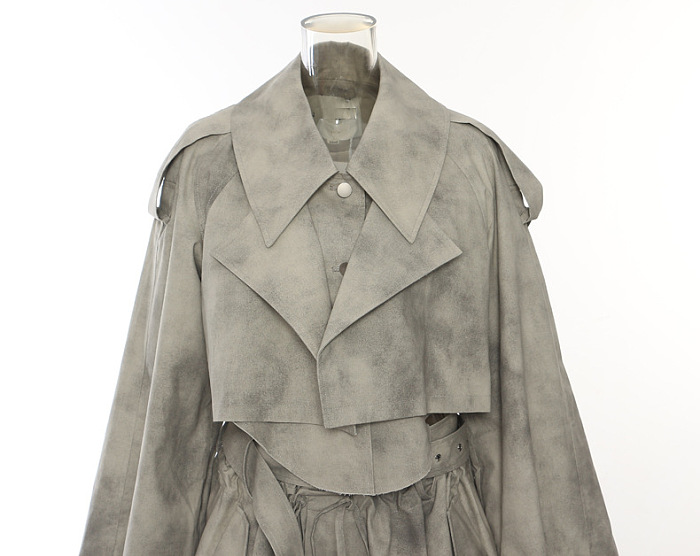 SUPER WHOLESALE | Camouflage Dyed Jacket Trench Coat + Skirt Casual Set