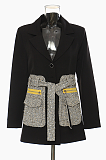 SUPER WHOLESALE | Special Fabric Patchwork Blazer  Black