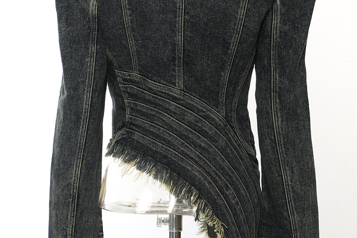 SUPER WHOLESALE | Asymmetric Cut Unique Denim Jacket