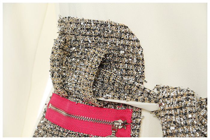 SUPER WHOLESALE | Special Fabric Patchwork Blazer White