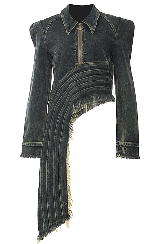 SUPER WHOLESALE | Asymmetric Cut Unique Denim Jacket
