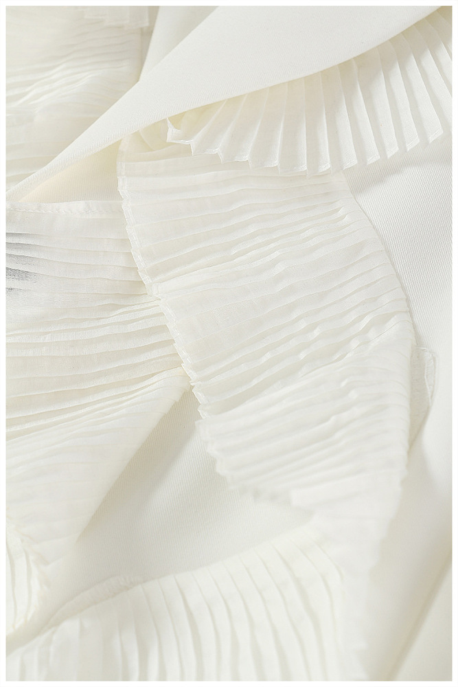 SUPER WHOLESALE | Pleated Patchwork Blazer White
