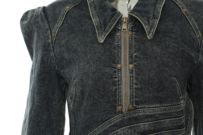 SUPER WHOLESALE | Asymmetric Cut Unique Denim Jacket