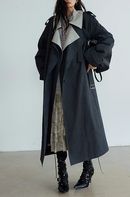 SUPER WHOLESALE | Color-Block Patchwork Trench Coat