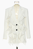SUPER WHOLESALE | Pleated Patchwork Blazer White