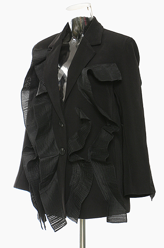 SUPER WHOLESALE | Pleated Patchwork Blazer Black
