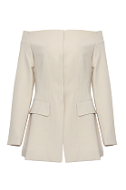 SUPER WHOLESALE | Off-Shoulder Zipper and Hidden Button Short Top Jacket