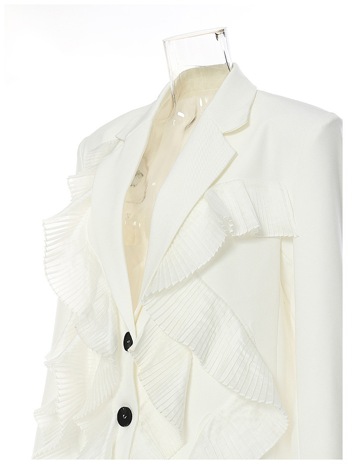 SUPER WHOLESALE | Pleated Patchwork Blazer White