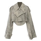 SUPER WHOLESALE | Camouflage Dyed Jacket Trench Coat + Skirt Casual Set