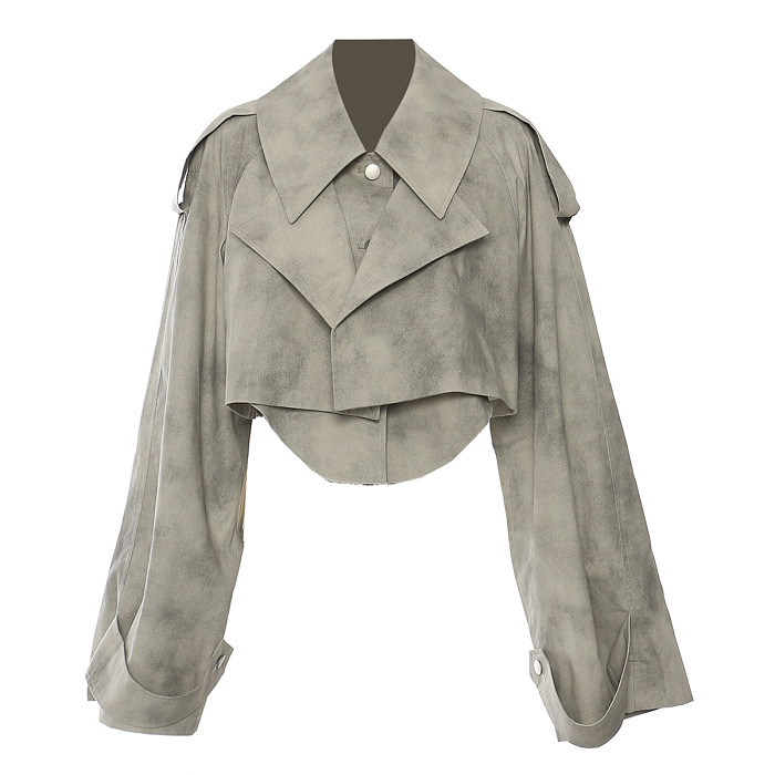 SUPER WHOLESALE | Camouflage Dyed Jacket Trench Coat + Skirt Casual Set