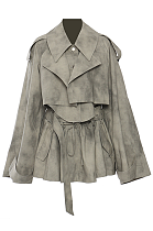 SUPER WHOLESALE | Camouflage Dyed Jacket Trench Coat + Skirt Casual Set