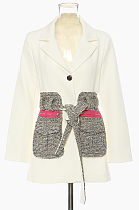 SUPER WHOLESALE | Special Fabric Patchwork Blazer White