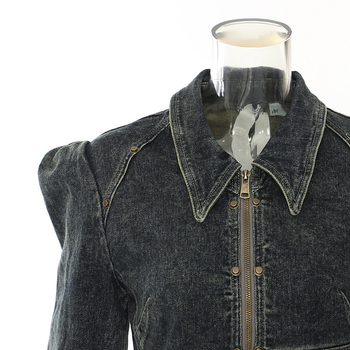 SUPER WHOLESALE | Asymmetric Cut Unique Denim Jacket