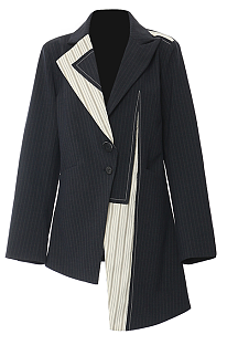 SUPER WHOLESALE | Color-Block Patchwork Asymmetric Cut Blazer