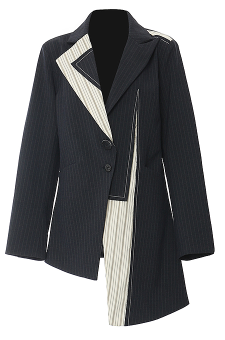 SUPER WHOLESALE | Color-Block Patchwork Asymmetric Cut Blazer
