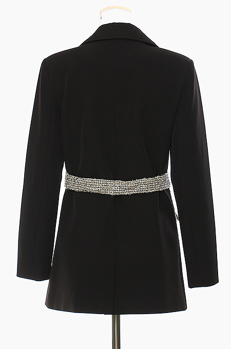 SUPER WHOLESALE | Special Fabric Patchwork Blazer  Black