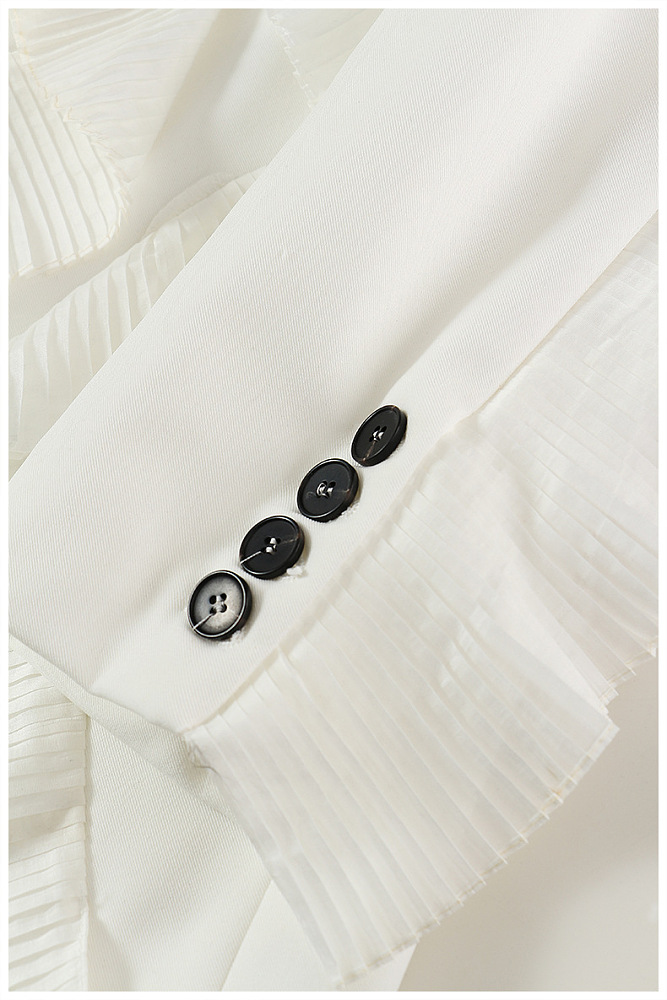 SUPER WHOLESALE | Pleated Patchwork Blazer White