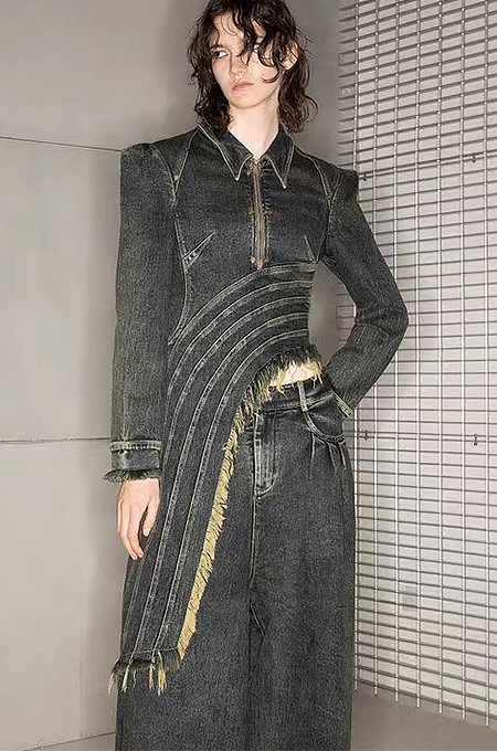 SUPER WHOLESALE | Asymmetric Cut Unique Denim Jacket