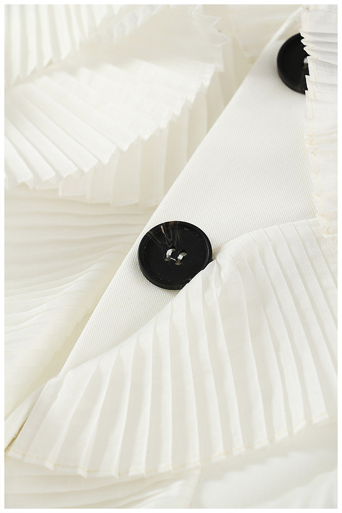 SUPER WHOLESALE | Pleated Patchwork Blazer White
