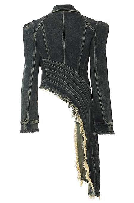 SUPER WHOLESALE | Asymmetric Cut Unique Denim Jacket
