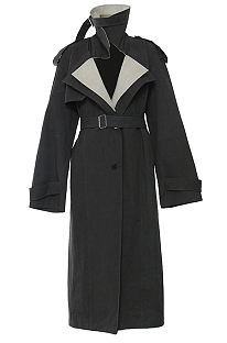 SUPER WHOLESALE | Color-Block Patchwork Trench Coat