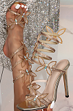 SUPER WHOLESALE | Glitter Bow Stiletto Heels Gold
