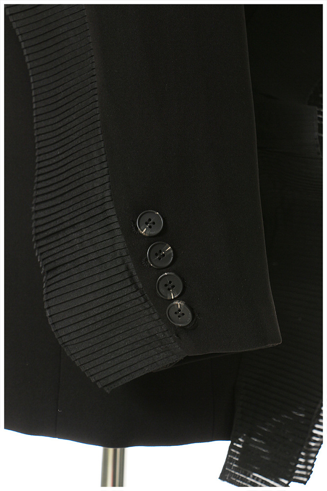 SUPER WHOLESALE | Pleated Patchwork Blazer Black