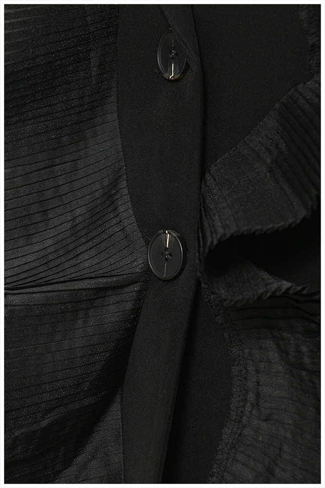 SUPER WHOLESALE | Pleated Patchwork Blazer Black