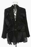 SUPER WHOLESALE | Pleated Patchwork Blazer Black