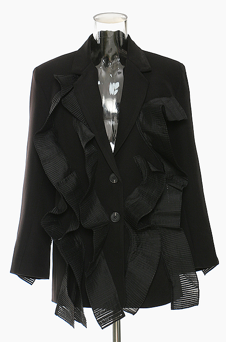 SUPER WHOLESALE | Pleated Patchwork Blazer Black