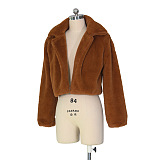 SUPER WHOLESALE | Loose Faux Fur Open-Front Short Jacket in Brown