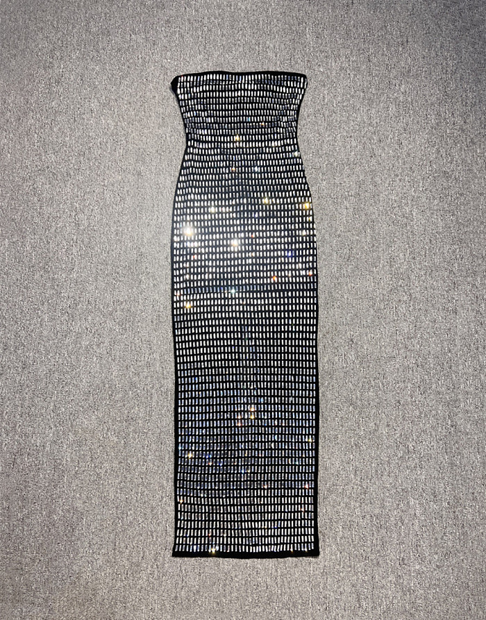 SUPER WHOLESALE | Rhinestone-Embellished Sexy Strapless Bodycon Maxi Dress