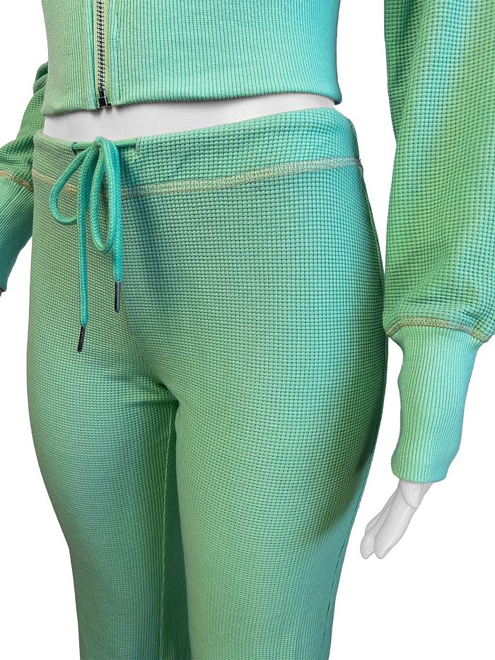 SUPER WHOLESALE | Waffle Knit Waist-Cinching Long-Sleeve Set