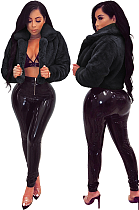 SUPER WHOLESALE | Loose Faux Fur Open-Front Short Jacket in Black