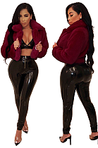 SUPER WHOLESALE | Loose Faux Fur Open-Front Short Jacket in red