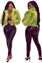 SUPER WHOLESALE | Loose Faux Fur Open-Front Short Jacket in Green
