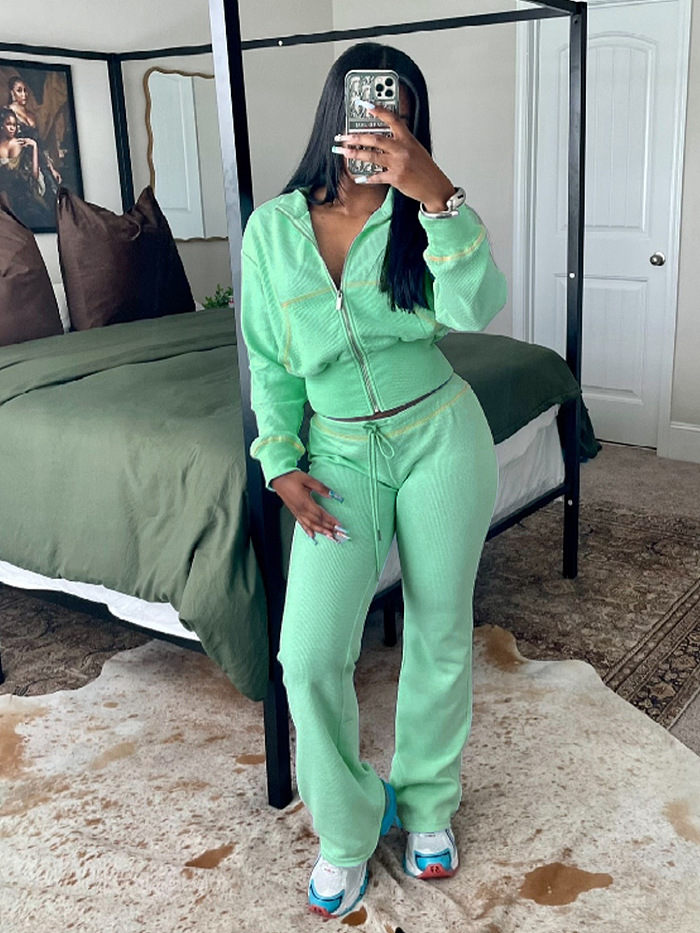 SUPER WHOLESALE | Waffle Knit Waist-Cinching Long-Sleeve Set