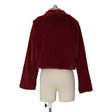 SUPER WHOLESALE | Loose Faux Fur Open-Front Short Jacket in red