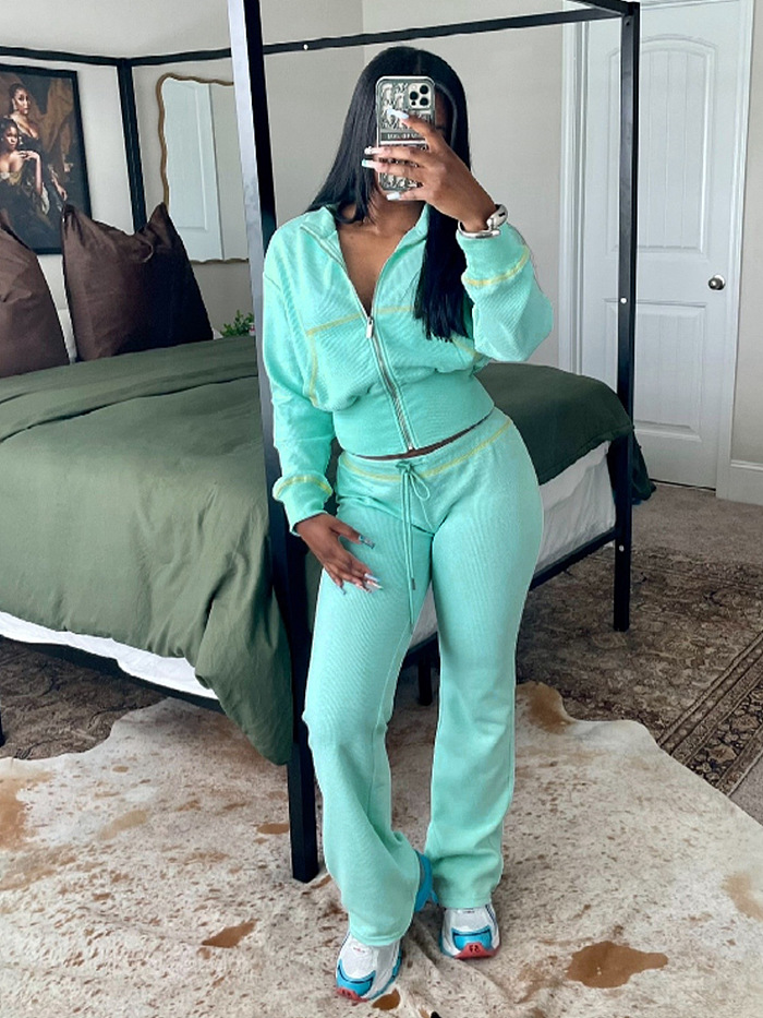 SUPER WHOLESALE | Waffle Knit Waist-Cinching Long-Sleeve Set