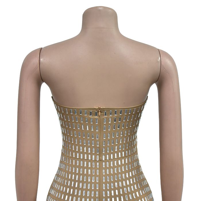 SUPER WHOLESALE | Rhinestone-Embellished Sexy Strapless Bodycon Maxi Dress