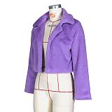 SUPER WHOLESALE | Loose Faux Fur Open-Front Short Jacket in Purple