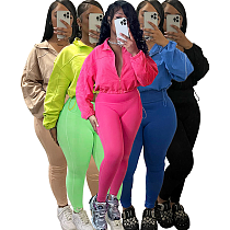 SUPER WHOLESALE | Zipper Elastic Waist-Cinched Drop-Shoulder Two-Piece Set