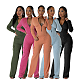 SUPER WHOLESALE | Stretch Twist Ribbed High-Waist Long-Sleeve Jumpsuit With Utility Pants Set