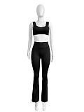 SUPER WHOLESALE | Cropped Top High-Waist Micro-Flare Athletic Three-Piece Set