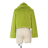 SUPER WHOLESALE | Loose Faux Fur Open-Front Short Jacket in Green