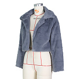 SUPER WHOLESALE | Loose Faux Fur Open-Front Short Jacket in  Grey
