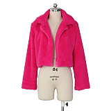 SUPER WHOLESALE | Loose Faux Fur Open-Front Short Jacket in Rose